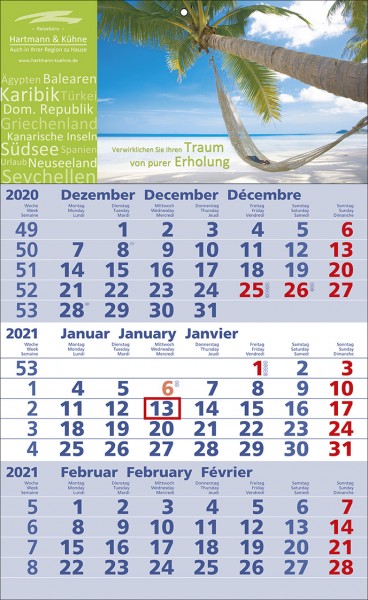 3-Monats-Wandkalender Standard 2b